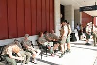 Chatting and Waiting Outside for Our Bus Tour