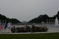 Band poses for photos just before playing next tune