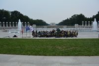 Scout Band concert framed inside WWII Memorial