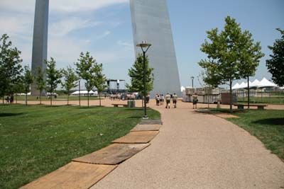 Crew Walked Up to the Leg of the Arch Looking for the Entrance